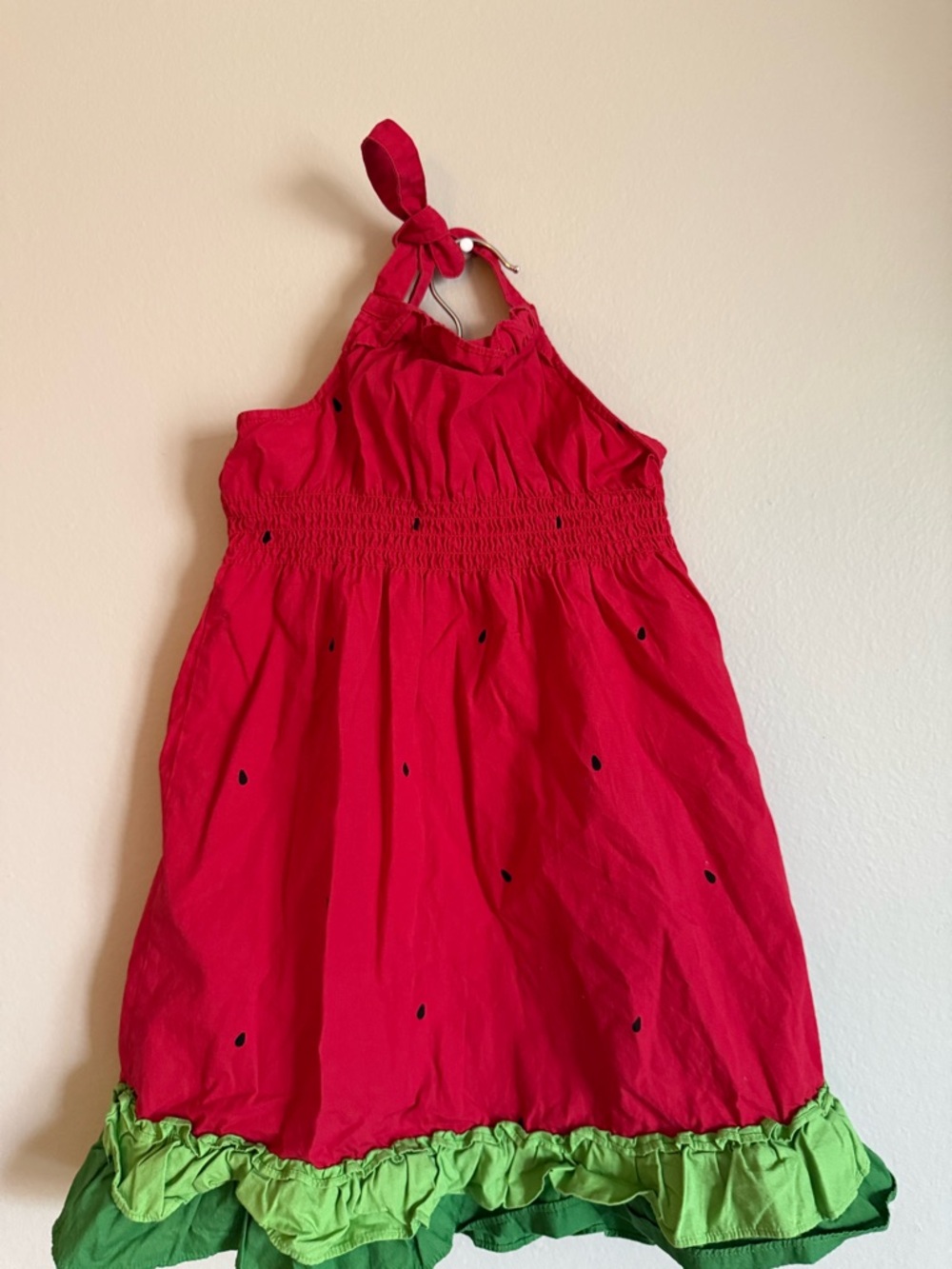 Gymboree Red and Green Watermelon-Themed Halter Dress